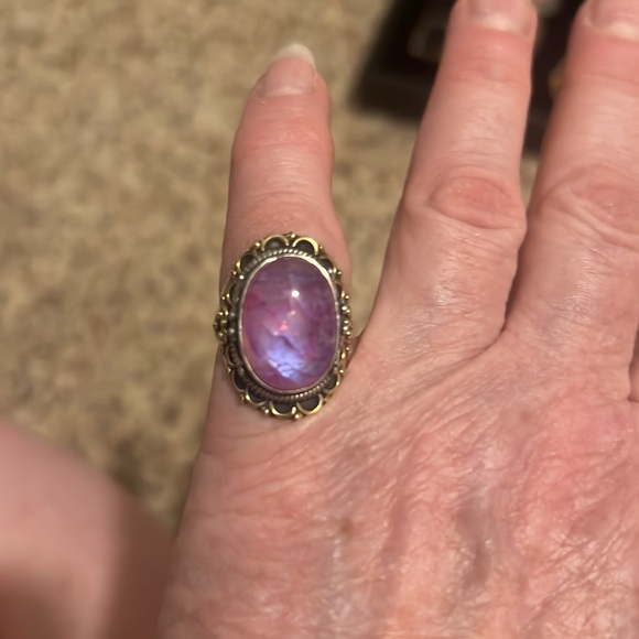 Pink moonstone Ring Size 5 - Picture 3 of 3